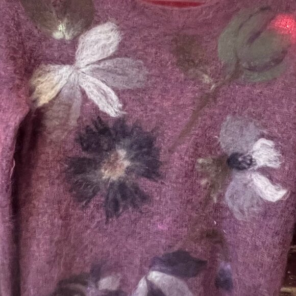 GIGI Woman Cashemere Mohaire Purple Floral Sweater - Picture 8 of 12
